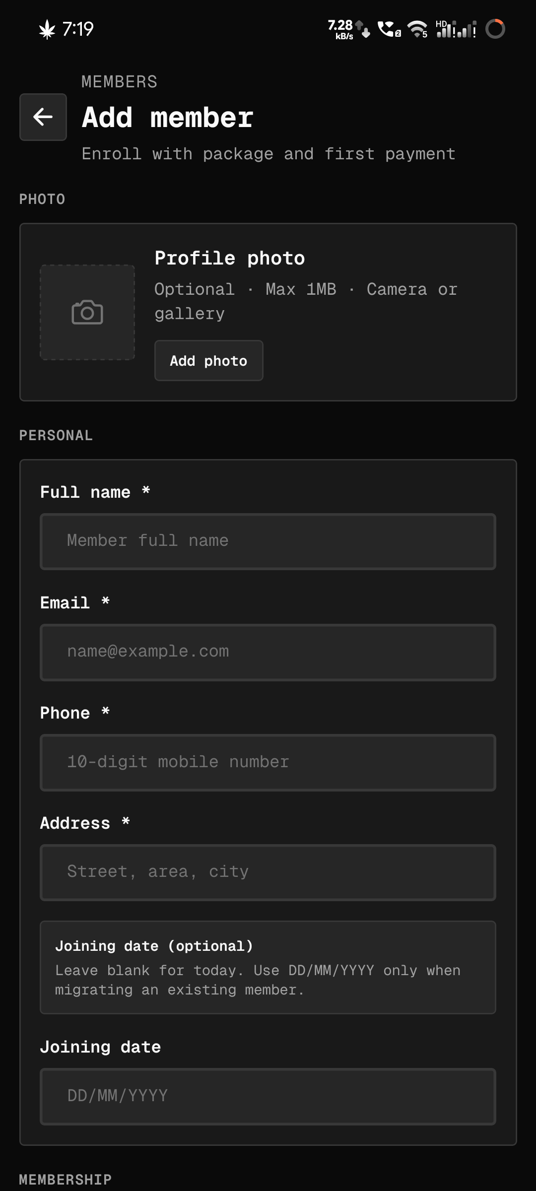 Add member enrollment